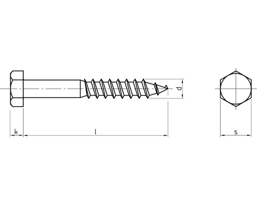 Houtschroef 6-kant DIN 571 6x30 mm RVS A2, 20 stuks