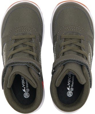 Viking Hovet Mid 1V WP Sneakers, Olive/Red