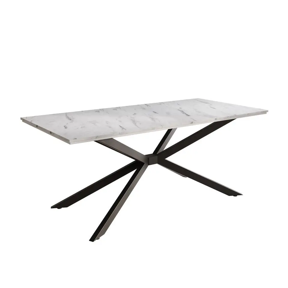 Meubella - Eetkamertafel Faithley - Wit marmerlook - 190 cm