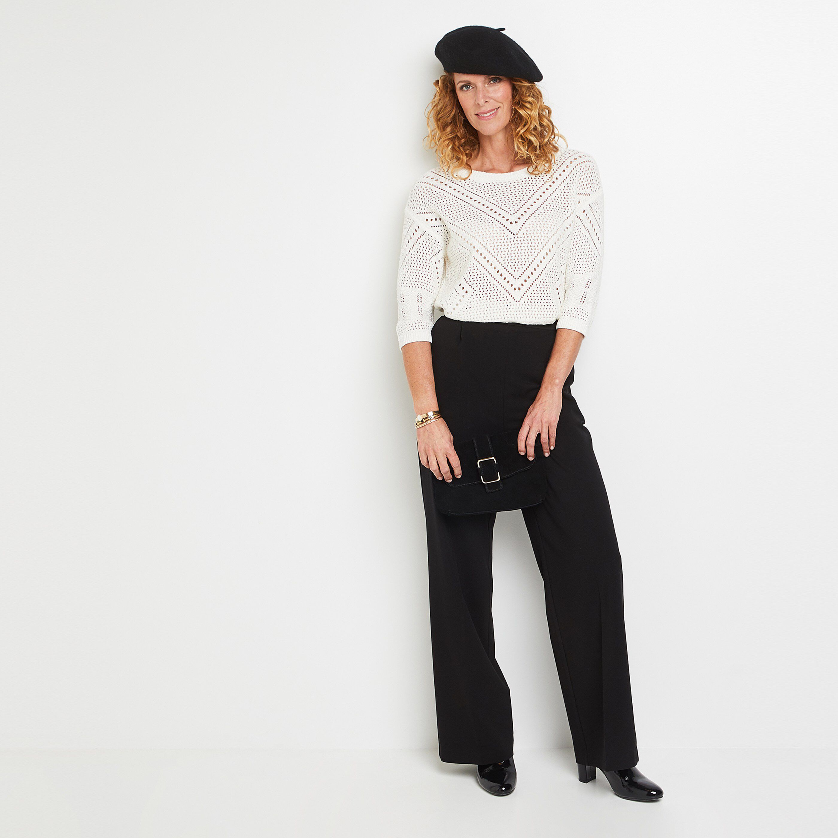 Pull ajouré femme - BLANC
