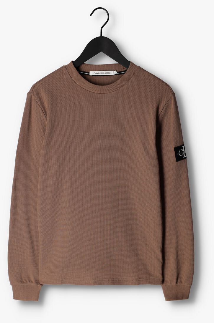 CALVIN KLEIN bruine calvin klein sweater monologo badge waffle ls tee