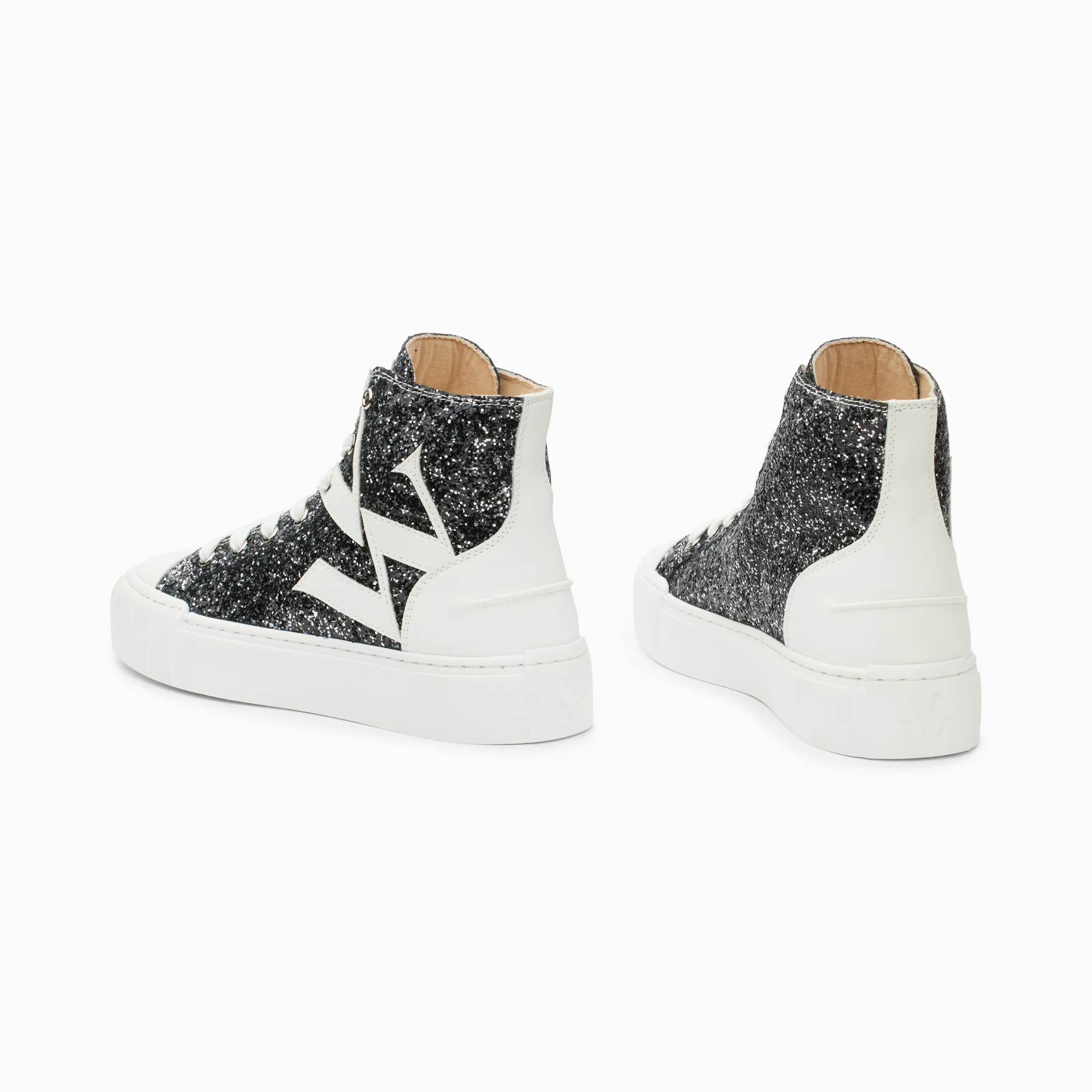 Sneakers-Baskets monogramme Alix montantes à paillettes noires