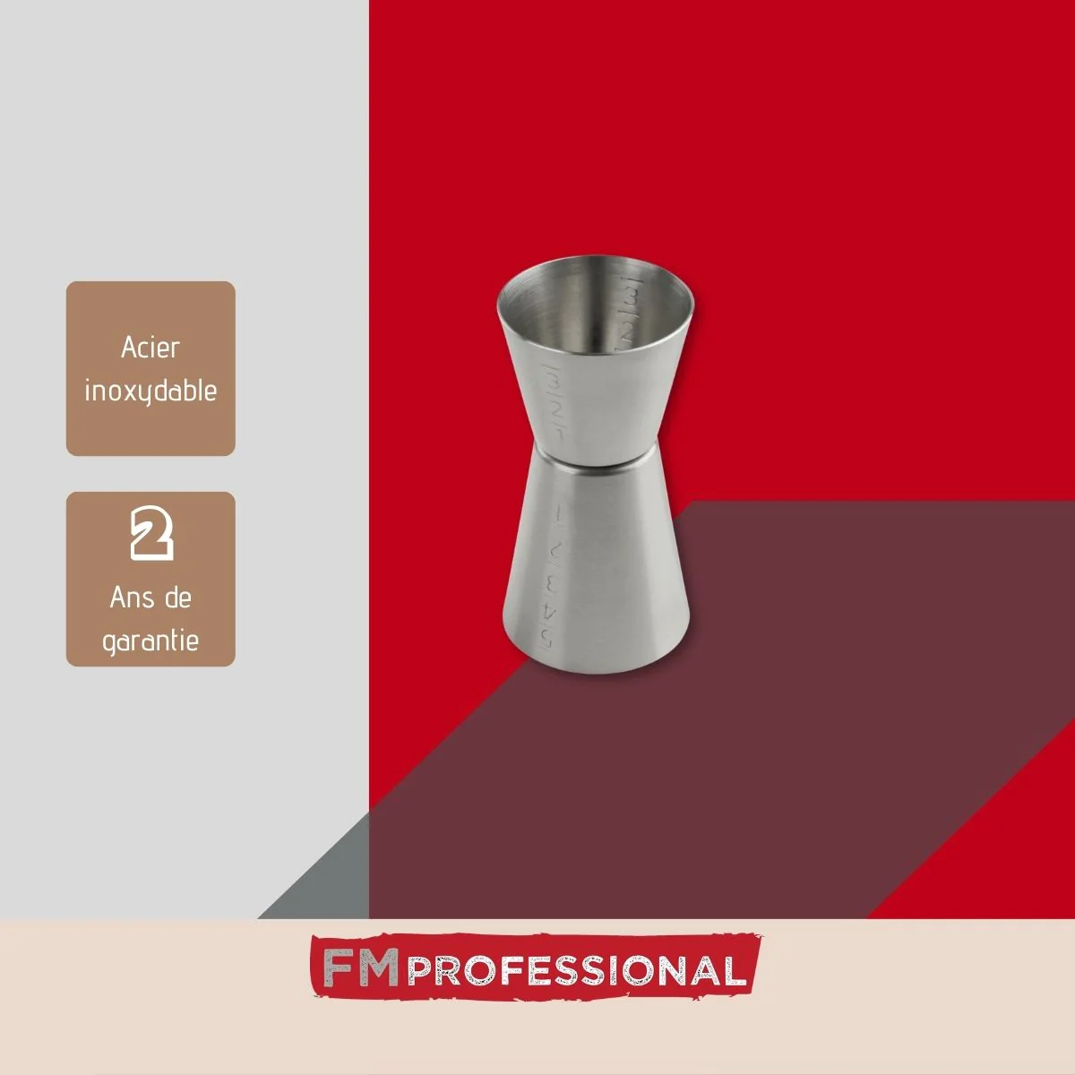 Doseur alcool pour cocktail 5 cl et 3 cl en inox Boissons FM Professio