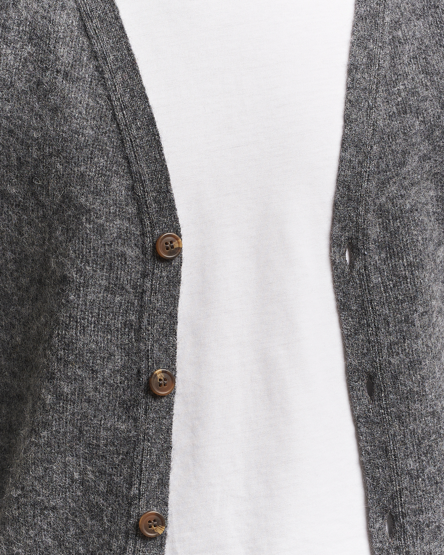 Harley Of Scotland Brushed Supersoft Lambswool Cardigan Basalt