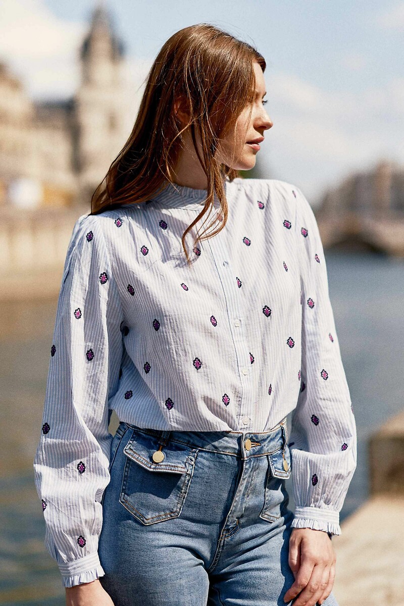 LA PETITE ETOILE<br>Blusa listrada bordada, BLOOMA