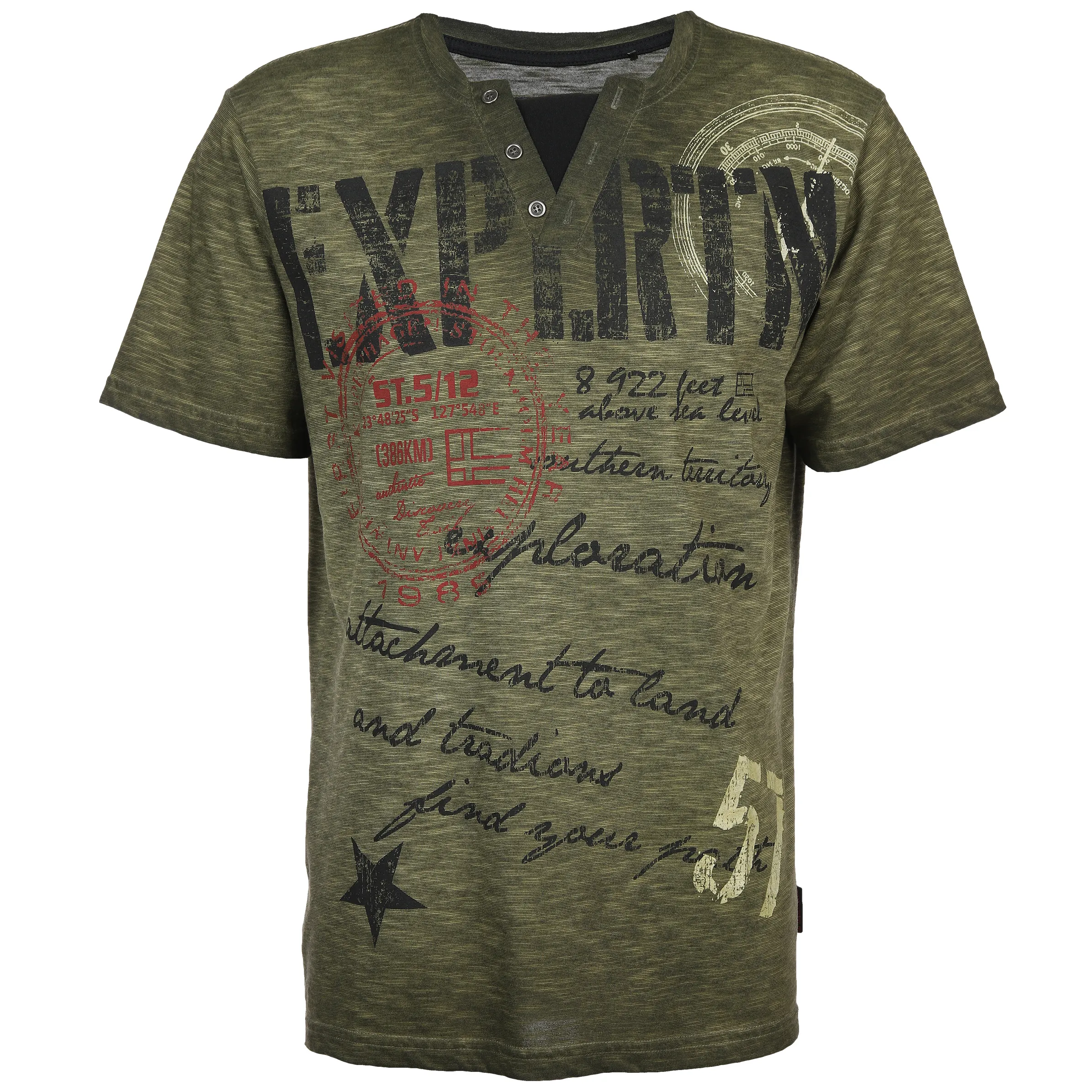 Herren Henleyshirt mit Frontprint