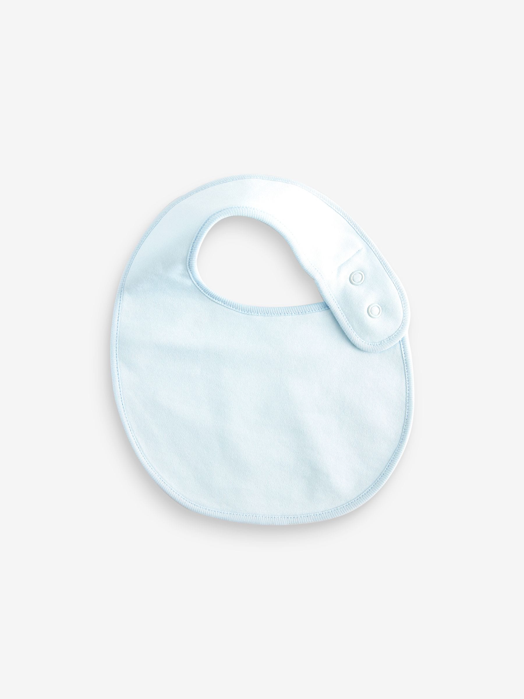 Blauw - Verpakking van 5 babyslabbetjes van 100% katoen