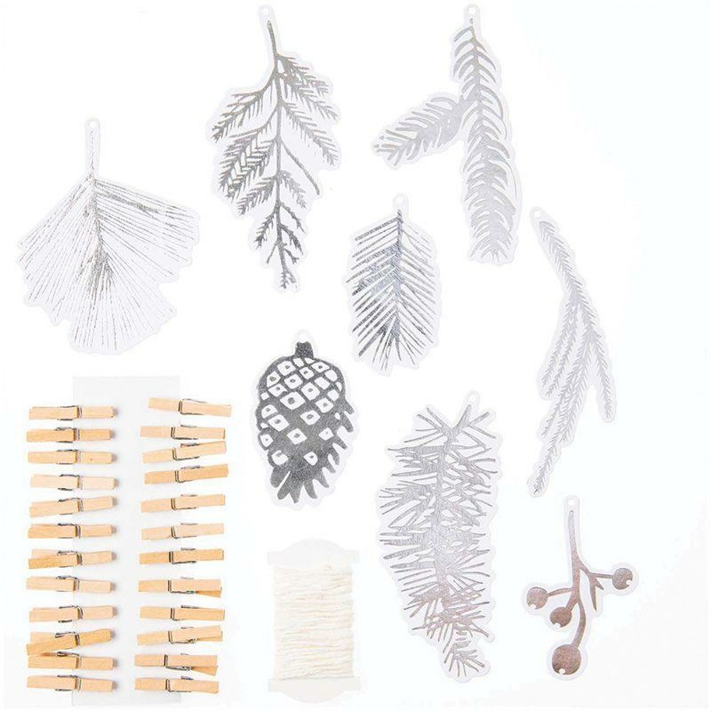 Guirlande de noël forêt argentée - 24 pièces