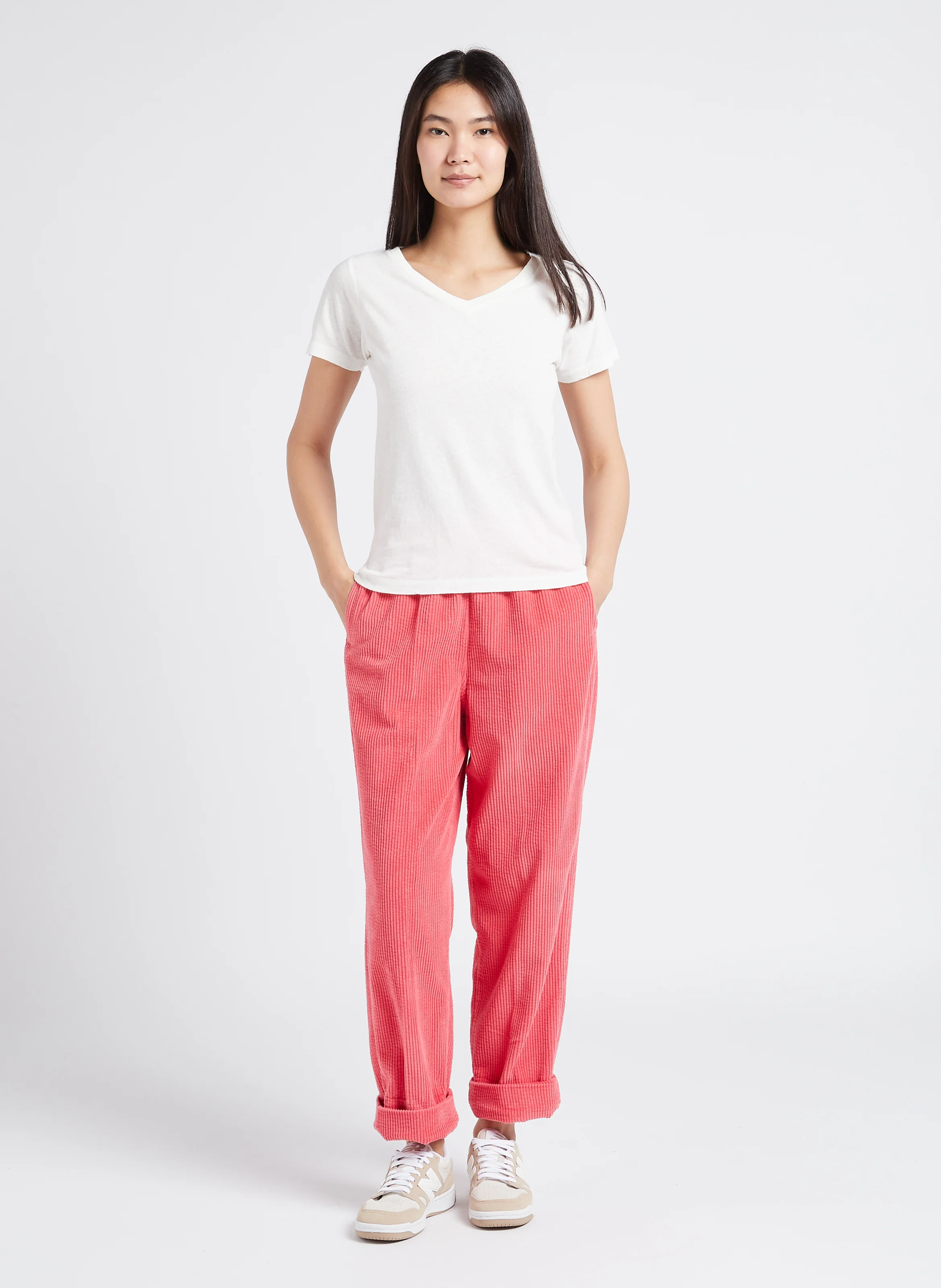 GAMIPY - Tee-shirt col V en coton | Blanc