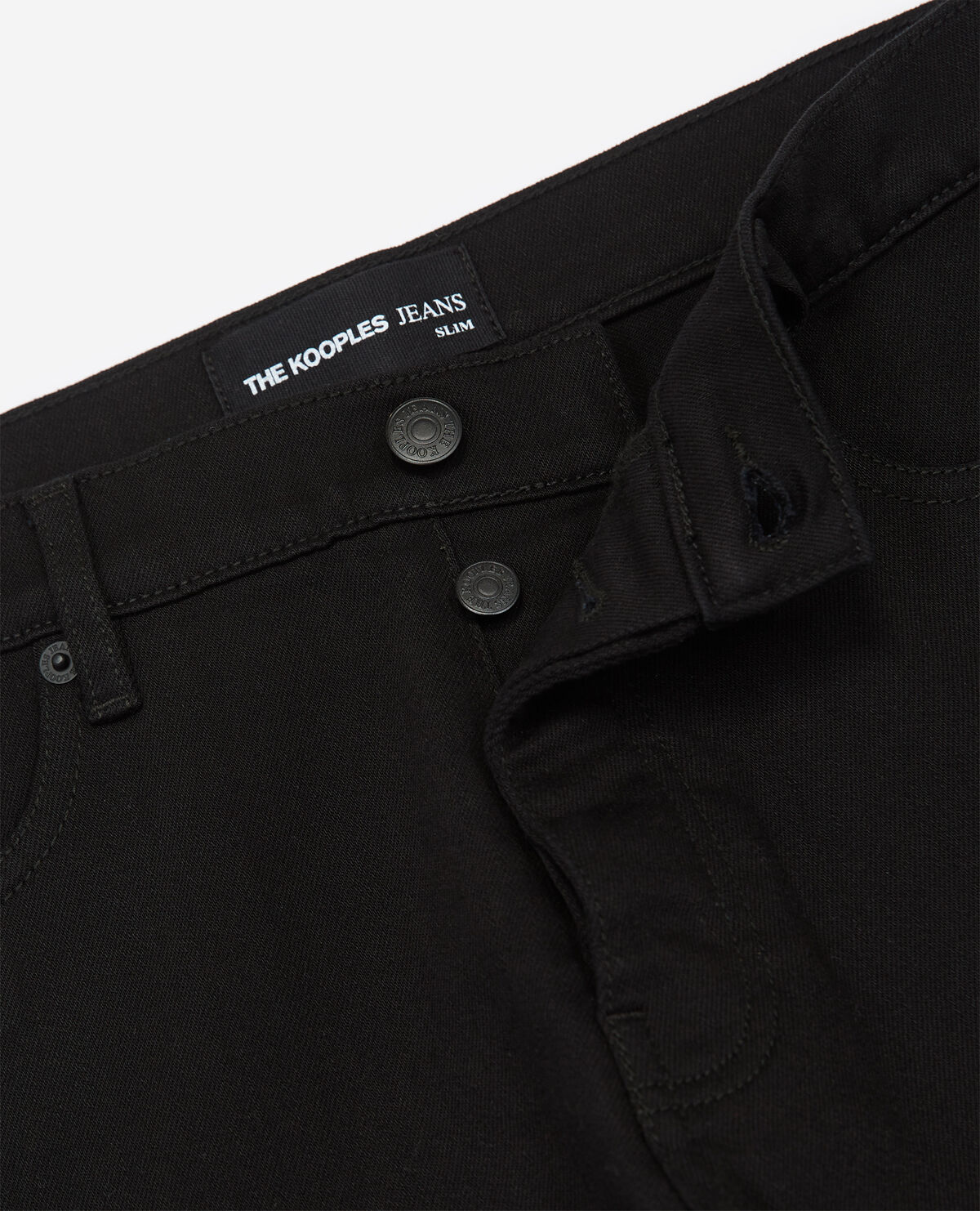 Jean uni noir slim toile coton