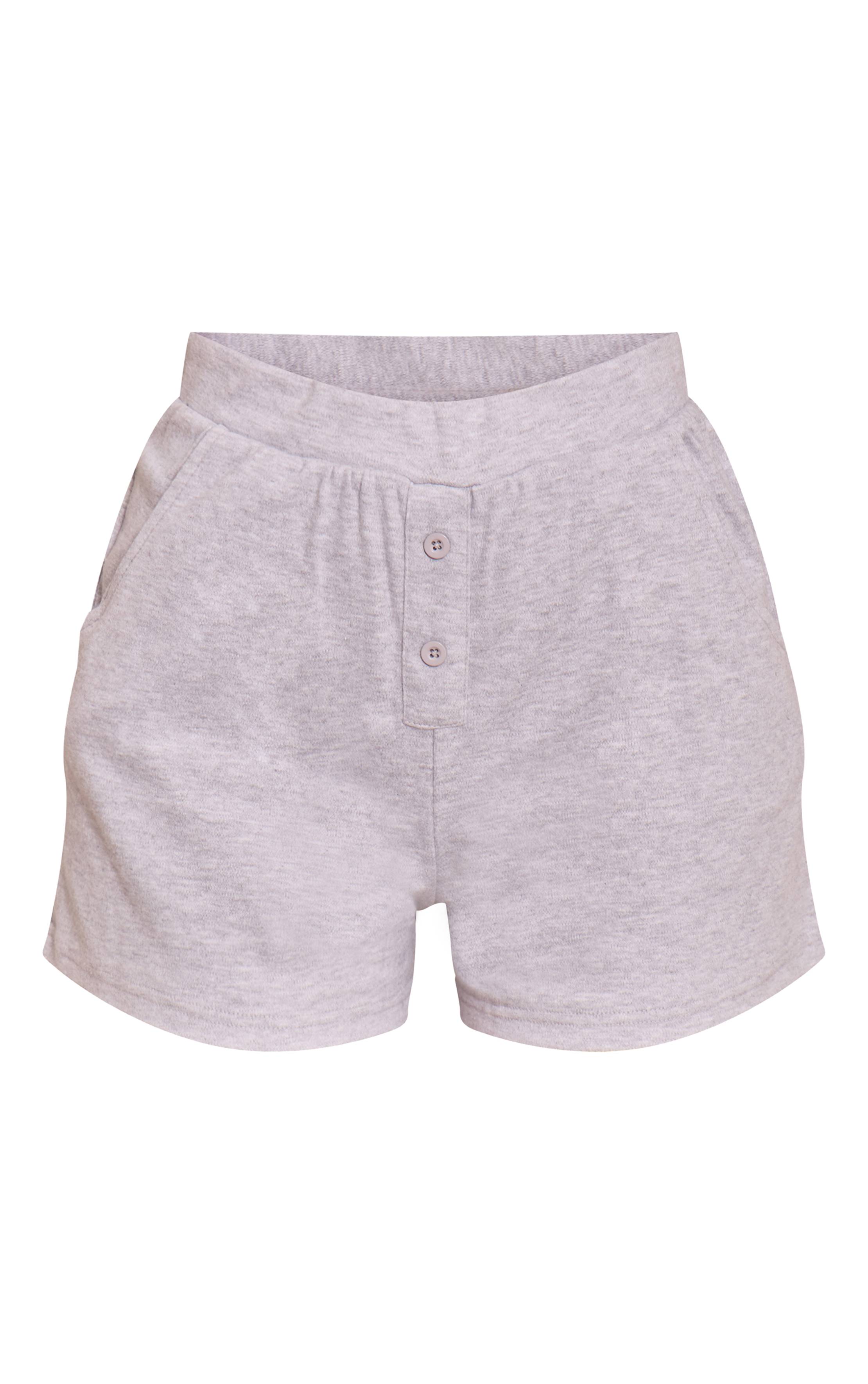 Gris Cendré Short Coordonné Toucher Doux Avec Détails Boutons Tall