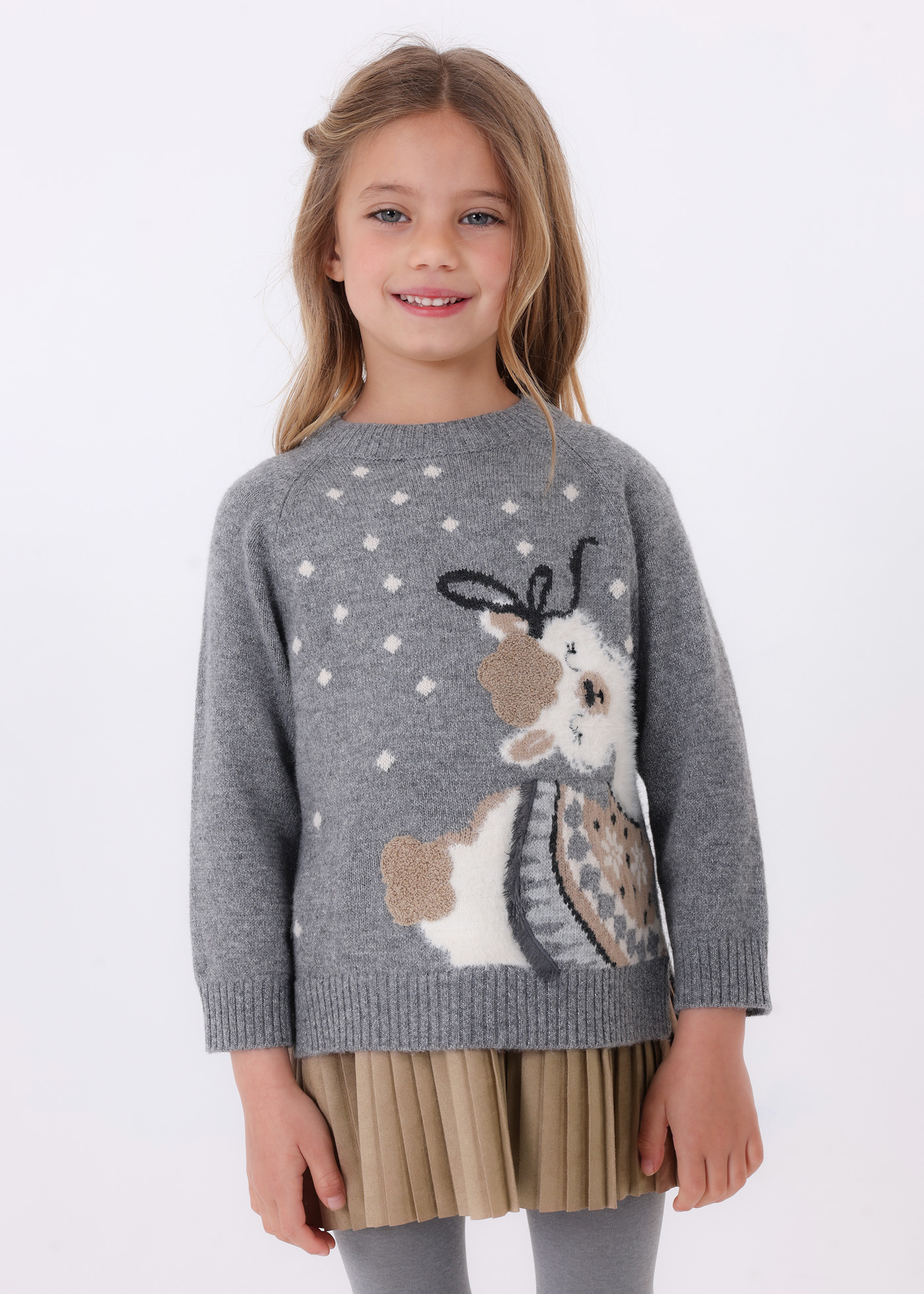 Vestido infantil com suéter em intársia
