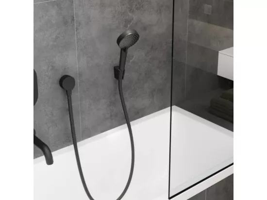 Mitigeur baignoire mécanique HANSGROHE Logis C2 + pack pommeau Vernis Blend 2 jets EcoSmart + flexible Isiflex 160 cm noir mat