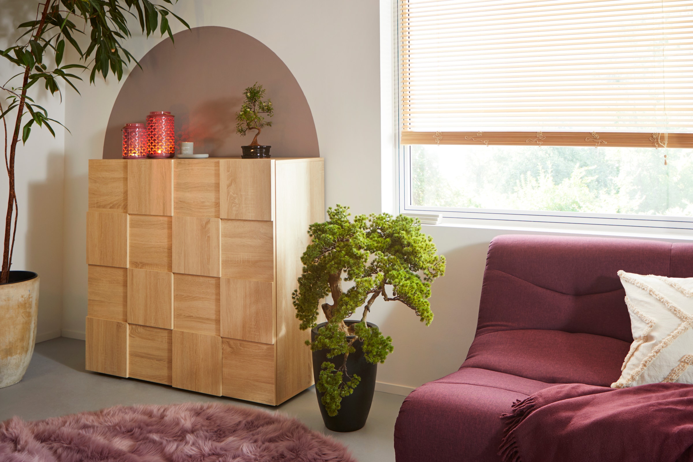 INOSIGN Highboard »Dama Höhe 111 cm, Breite 121 cm, Kommode 2 Türen, Hochkommode« Front in 3D-Optik, viel Stauraum, verschiedene Farben