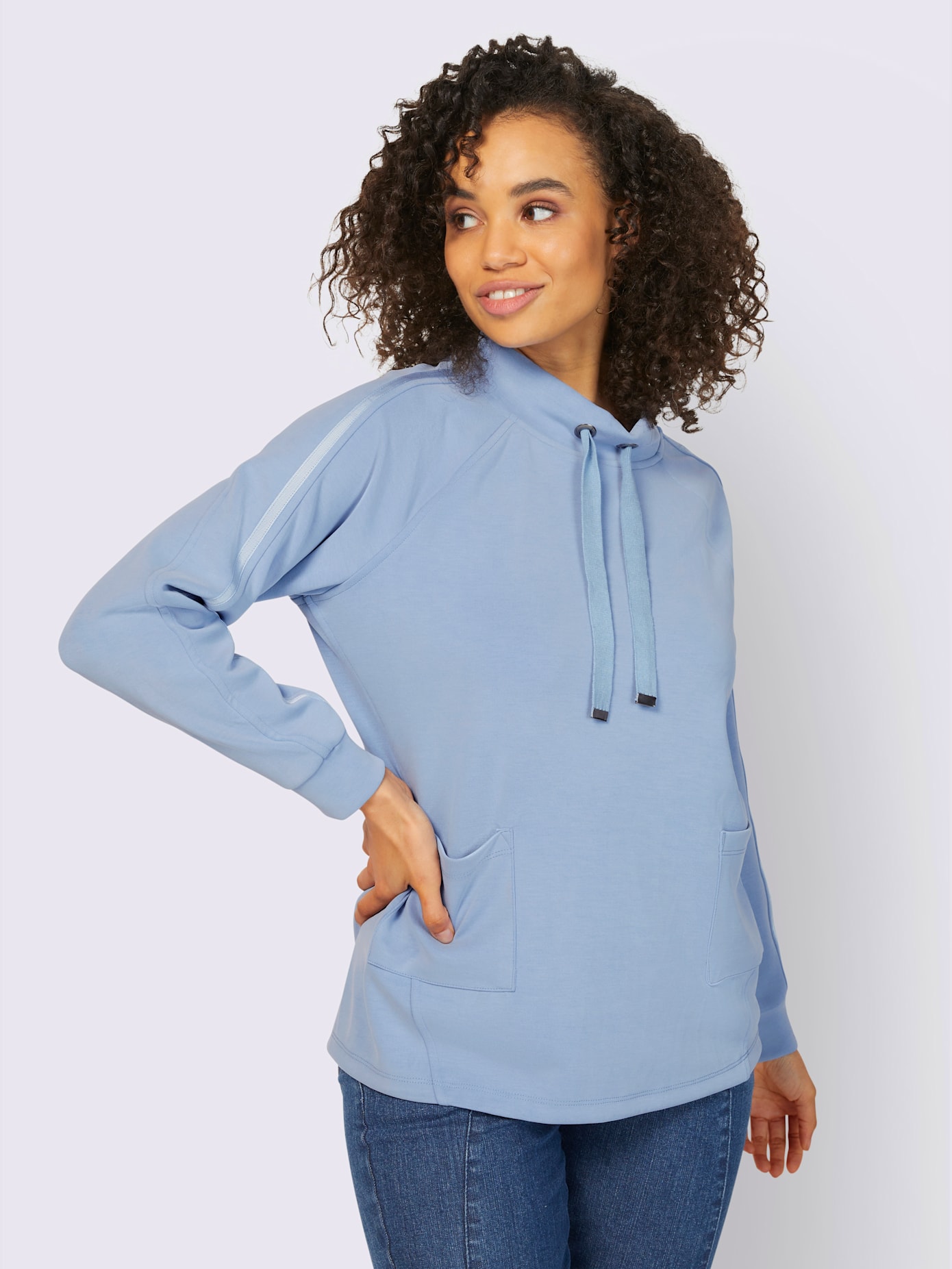 T-shirt col montant tendance avec lien à nouer