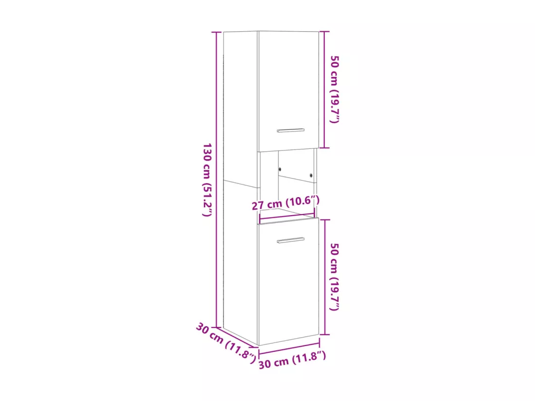Armoire de salle de bain Chêne sonoma 30x30x130 cm Aggloméré