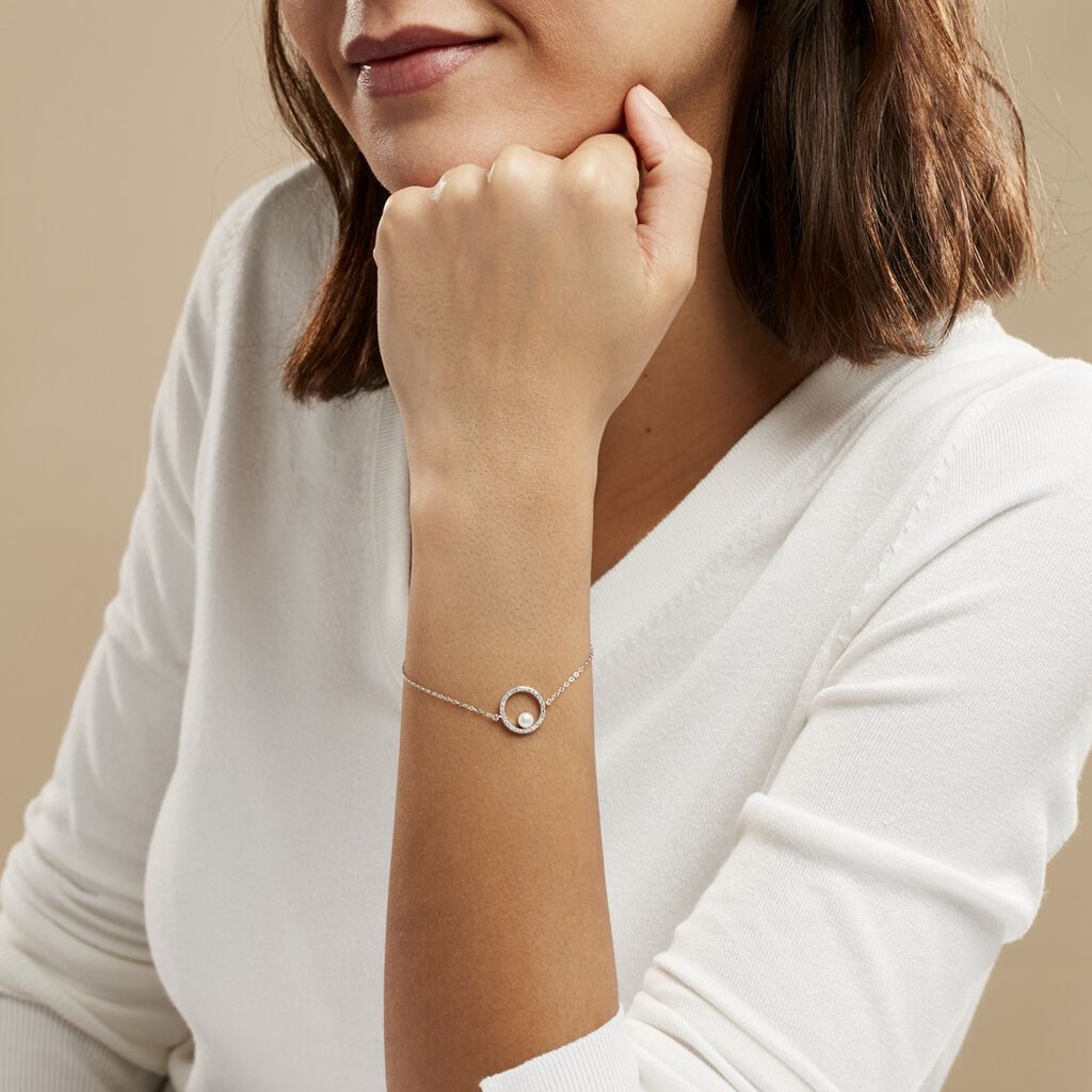 Bracelet Marthe Argent Blanc Perle De Culture Et Oxyde De Zirconium