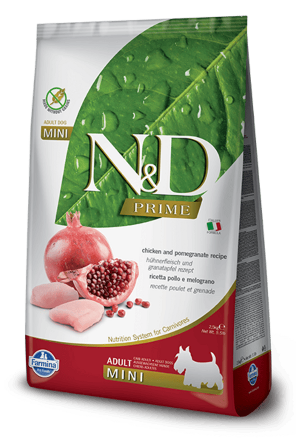 Croquettes n&d prime poulet & grenade chien adulte mini 2,5kg