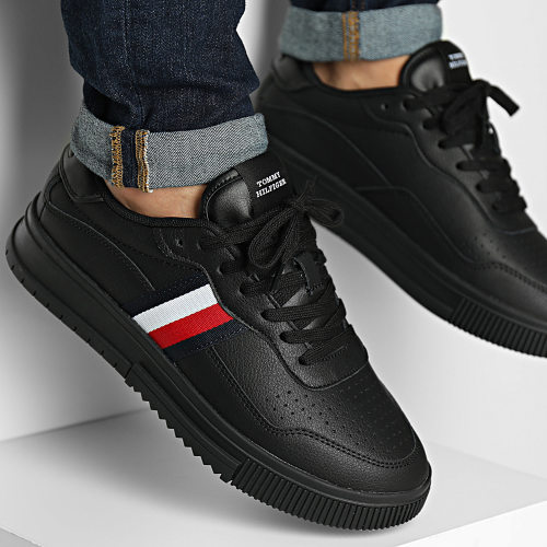 Baskets Supercup Leather Stripes 4824 Triple Black