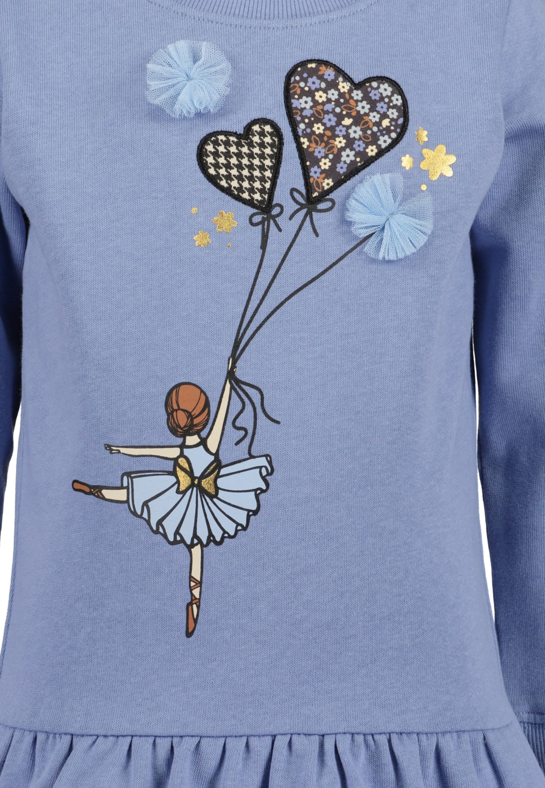 Blue Seven Sweatkleid mit hochwertigem Frontmotiv mit Tüll-Applikation