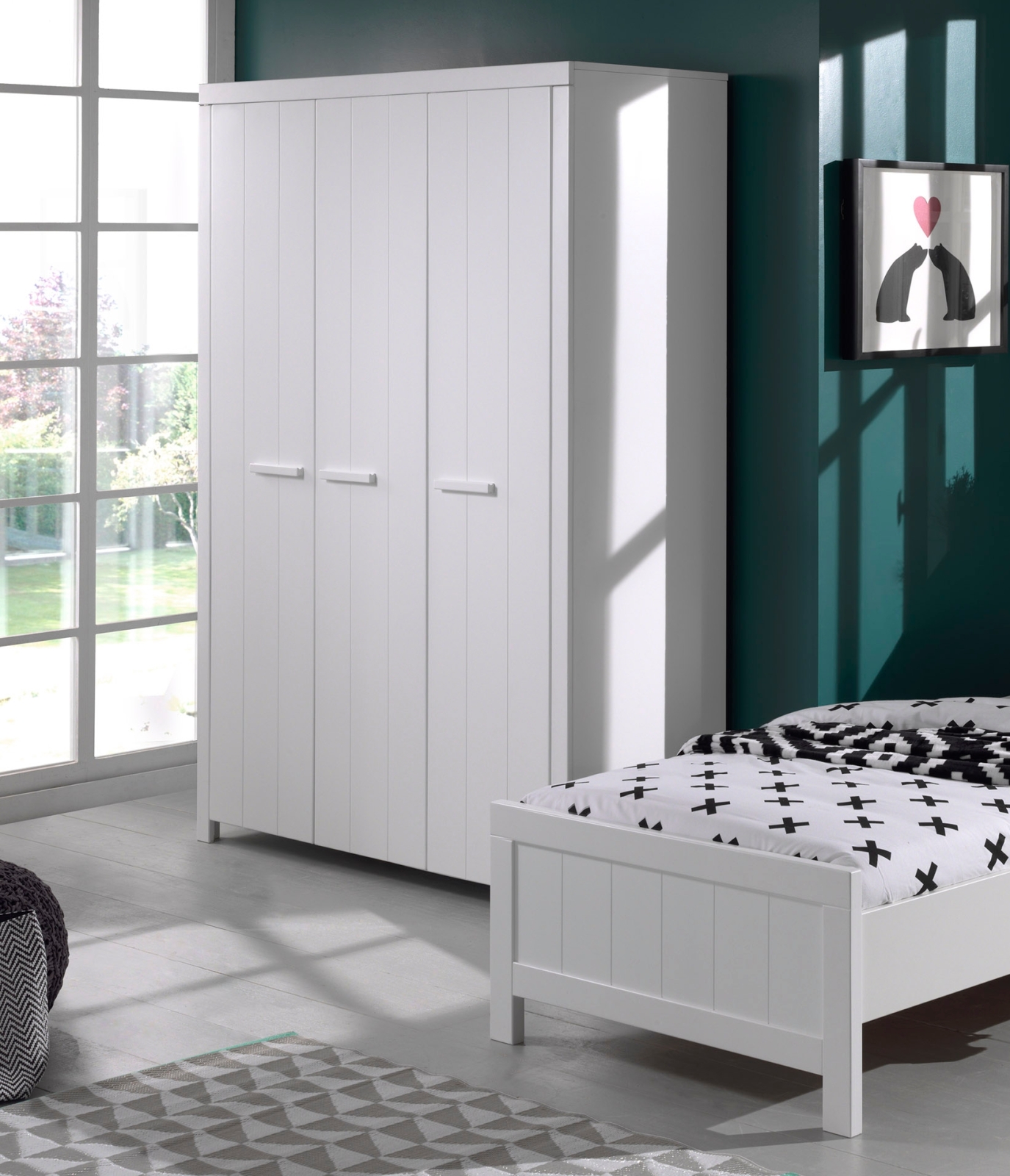 Kleiderschrank ERIK - weiß - 3-türig