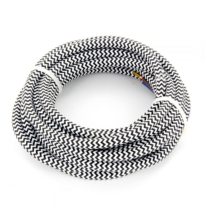 Câble en textile noir et blanc Chacon 3m 2 x 0,75mm²