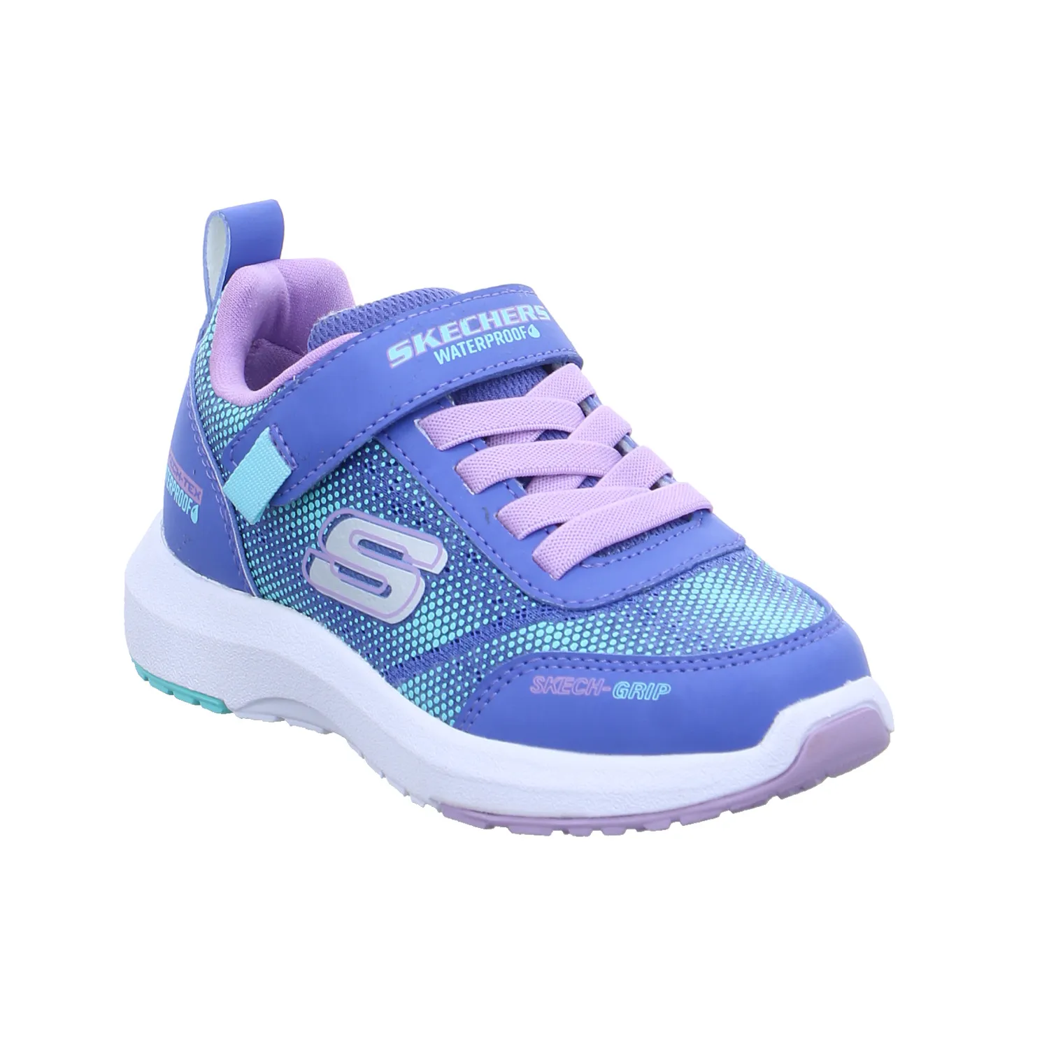 SKECHERS Mädchen-Halbschuh Klett Hellblau Textil  Sneaker Waterproof