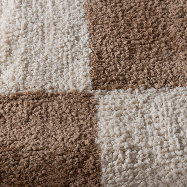 Checkerboard vloerkleed - Blox Fringe Beige