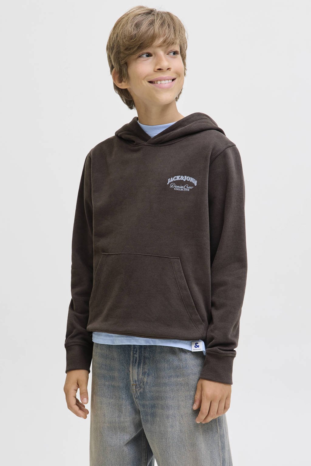 JACK & JONES JUNIOR hoodie donkerbruin