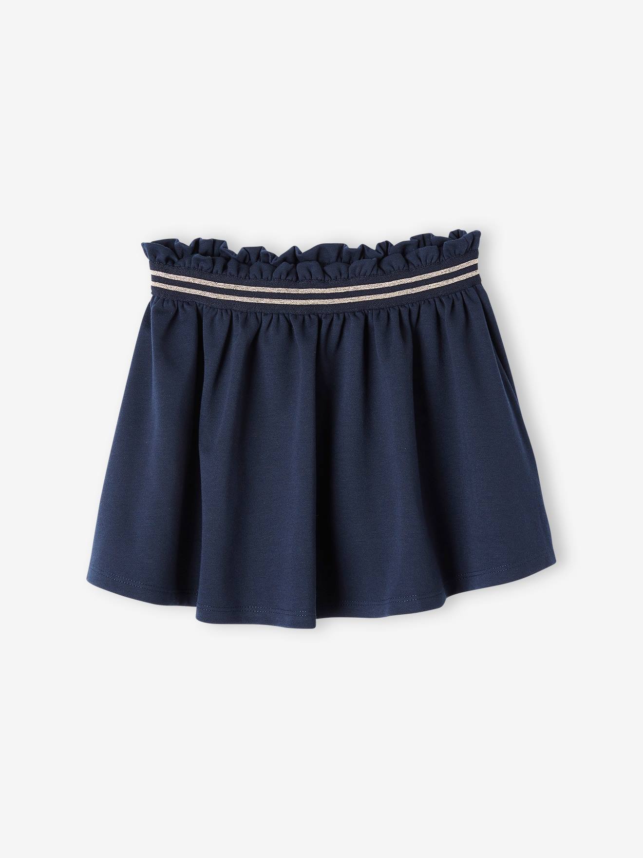 Saia Milano de malha estilo skater, azul-marinho lisa para meninas