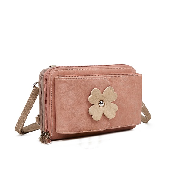 Hi-di-Hi Flying Flower Crossbody Bag/ Wallet/ Phone Bag Pink