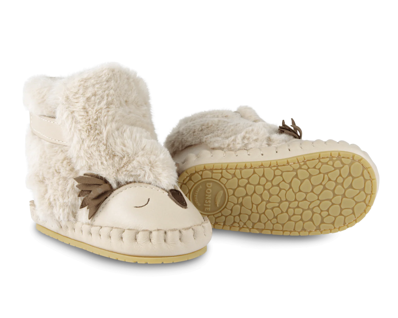 Kapi Exclusive Booties | Owl | Light Beige Soft Faux Fur