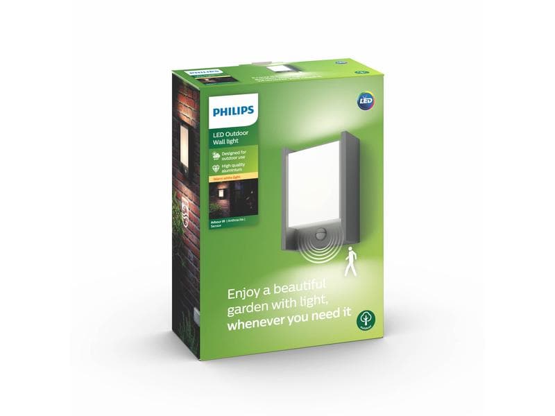 Philips myGarden Wandleuchte Arbour, 600 lm, Anthrazit   Se Wandleuchte für den Aussenbereich, 1x 6 W, LED