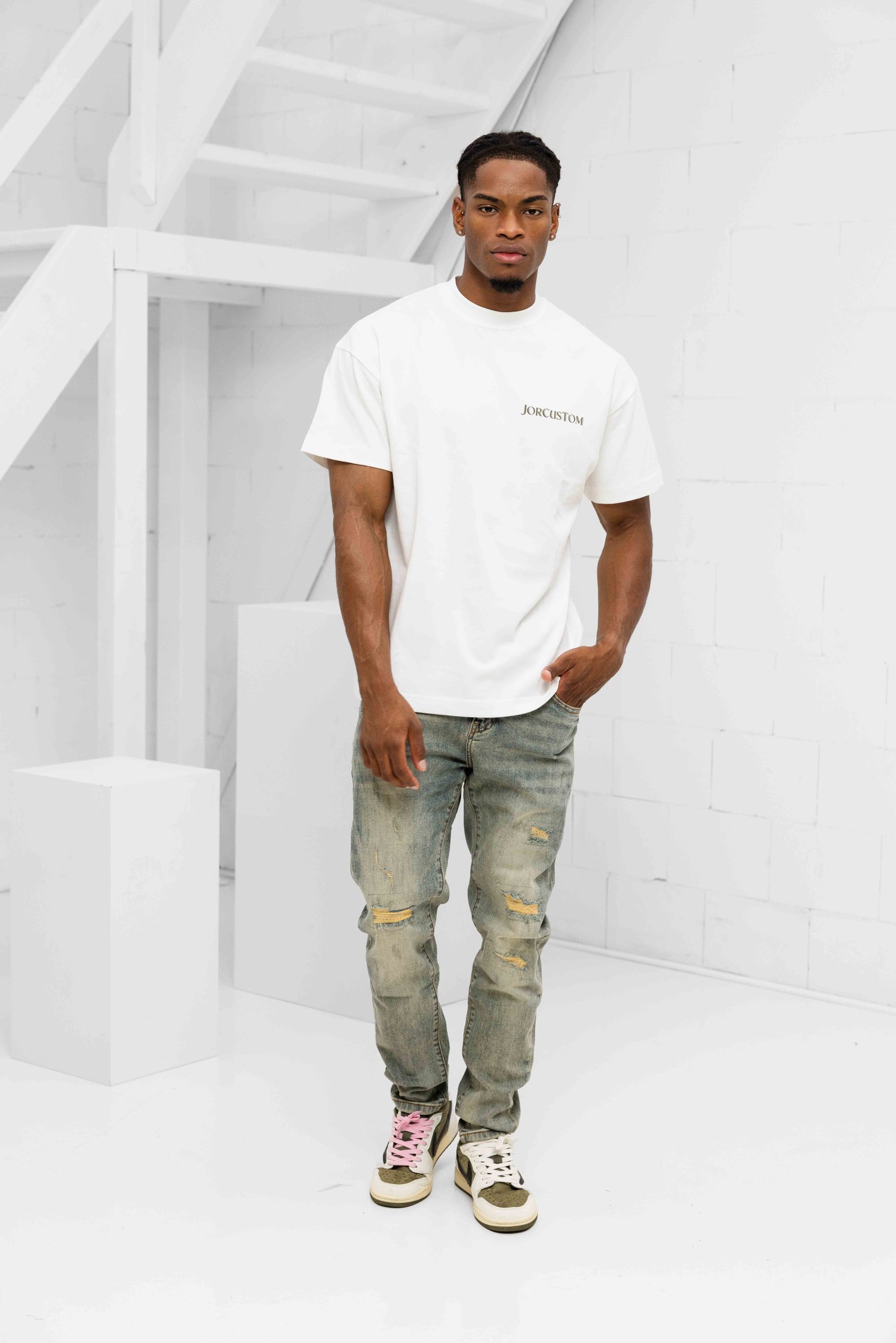 Jorcustom Ribbon Loose Fit T-Shirt Heren Wit