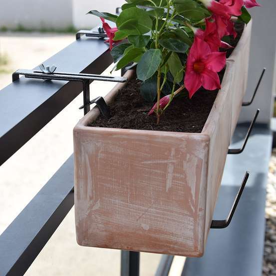 Support jardinière à fixations réglables, en métal anthracite 40-80 cm