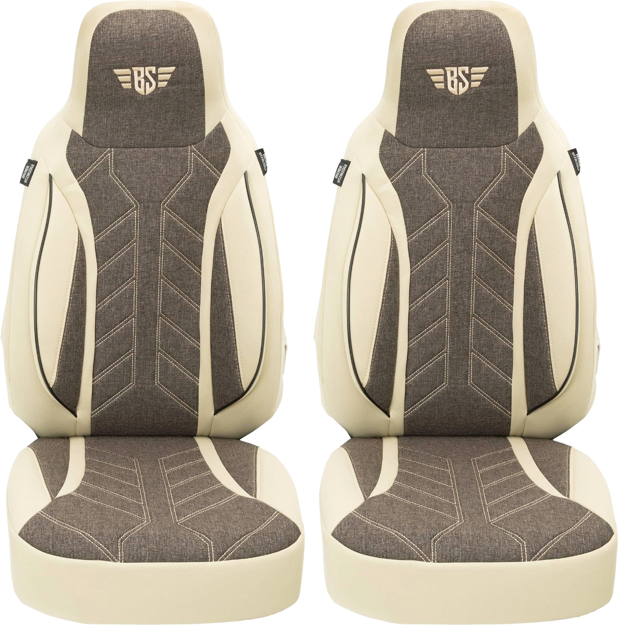 Bremer-Sitzbezüge Wohnmobil Schonbezüge 2 Stück für Ducato / Jumper / Boxer beige/braun