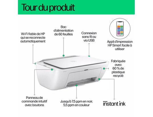 HP - Imprimante multifonction jet d'encre DeskJet 2810e