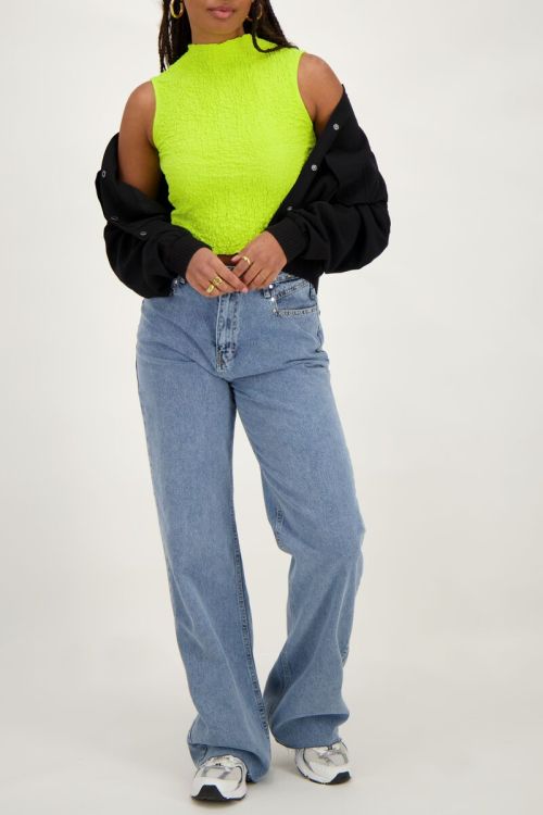 Limegroene mouwloze top bubble