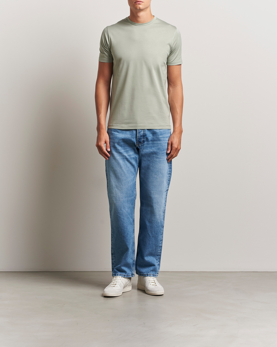Sunspel Crew Neck Q82 Cotton T-Shirt Pastel Green