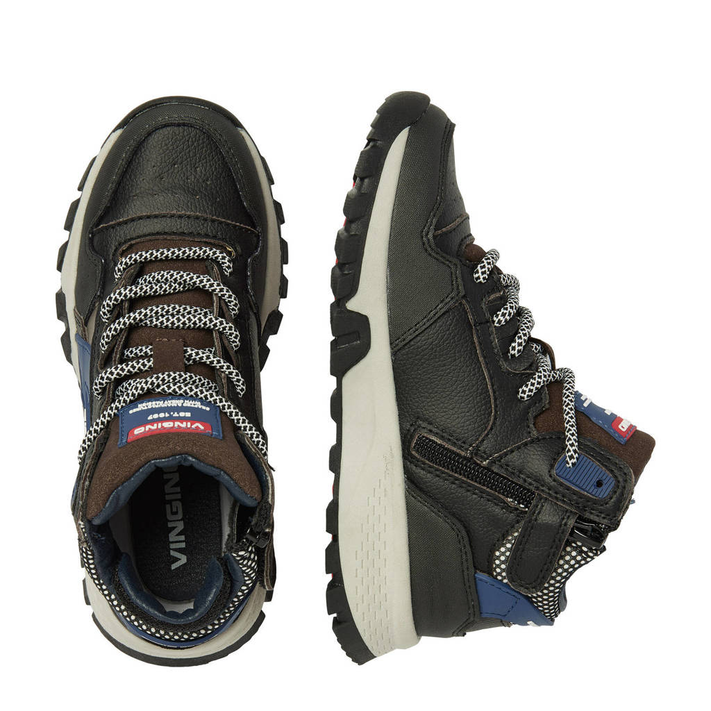 Vingino leren sneakers blauw/zwart