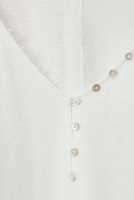 T-Shirt, V-Ausschnitt mit Knopfleiste, Langarm