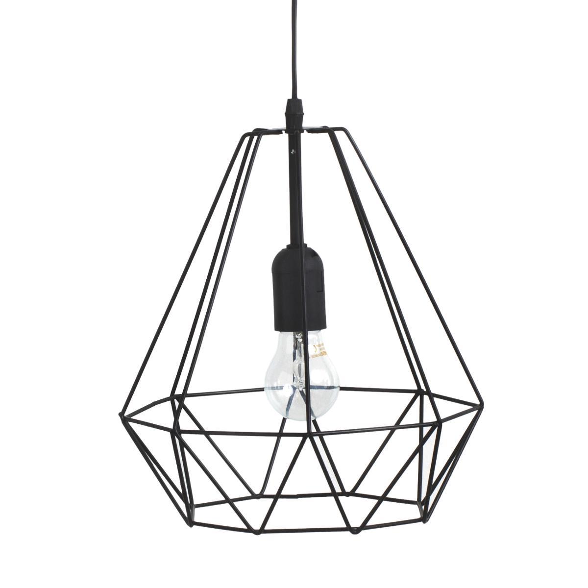 SUSPENSION METAL FILAIRE NOIR D.26X29CM