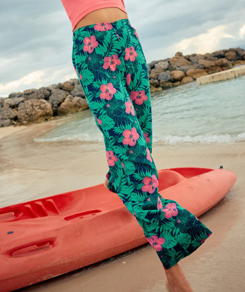 pantalon large fille en viscose responsable imprimé tropical