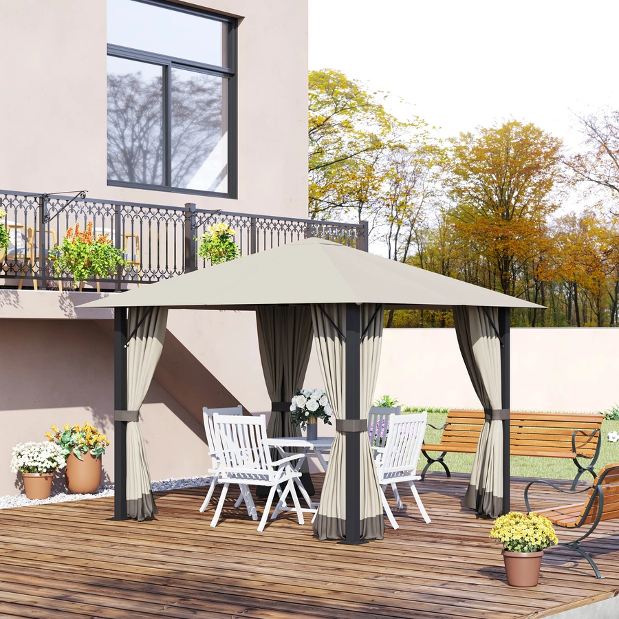 Outsunny Pavillon mit einer Entlüftung braun