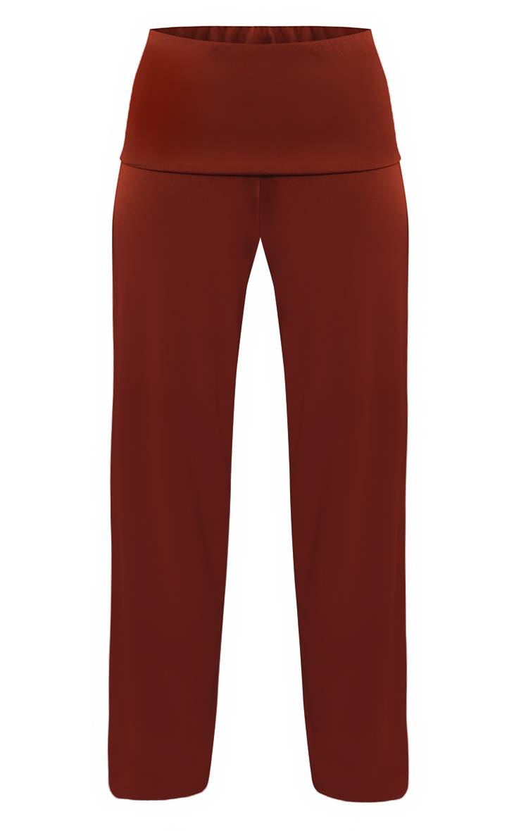Orange Brûlé Pantalon Fluide En Jersey Doux À Taille Repliée