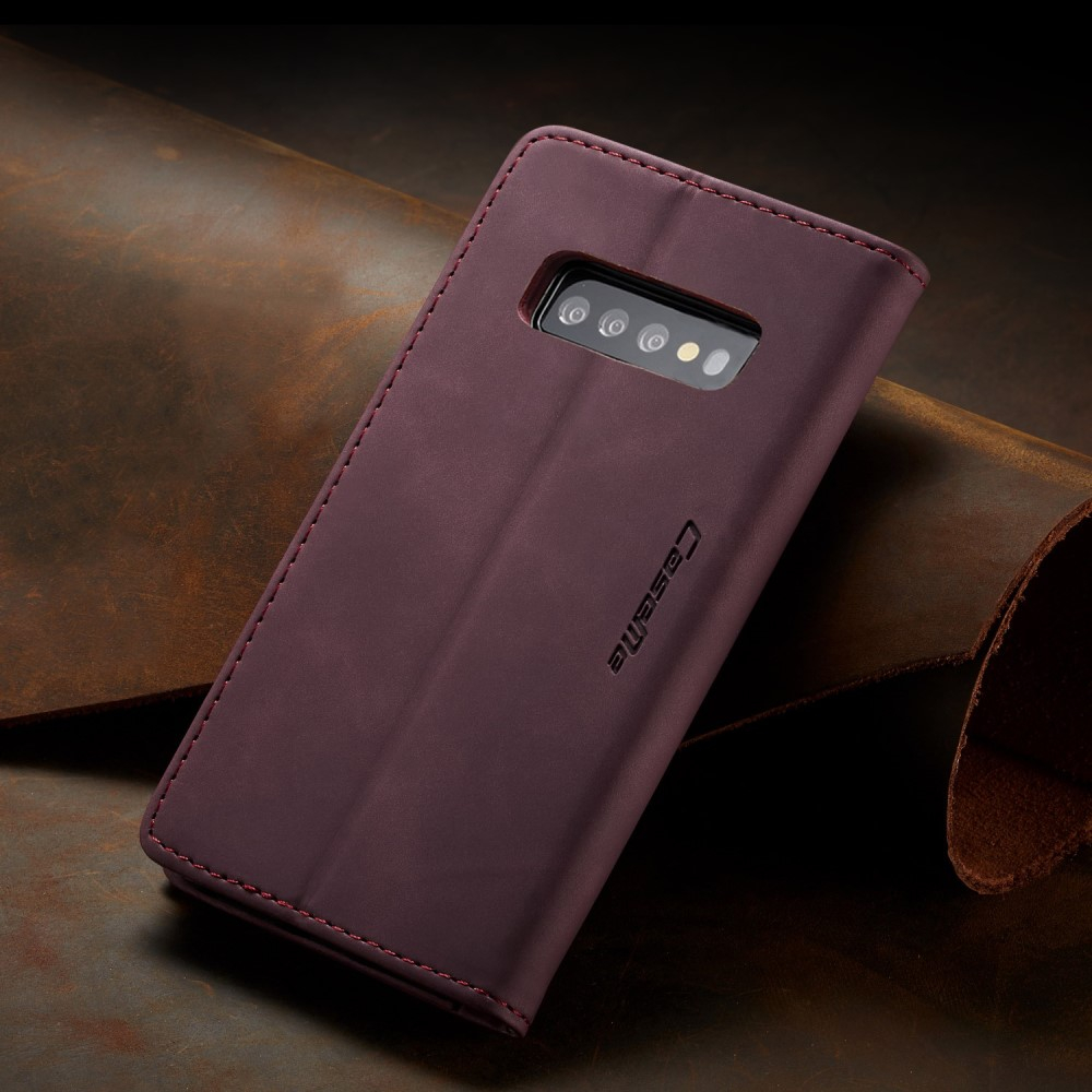 Samsung Galaxy S10 Leder Tasche Flip Wallet Etui mit Kartenfächern - Weinrot