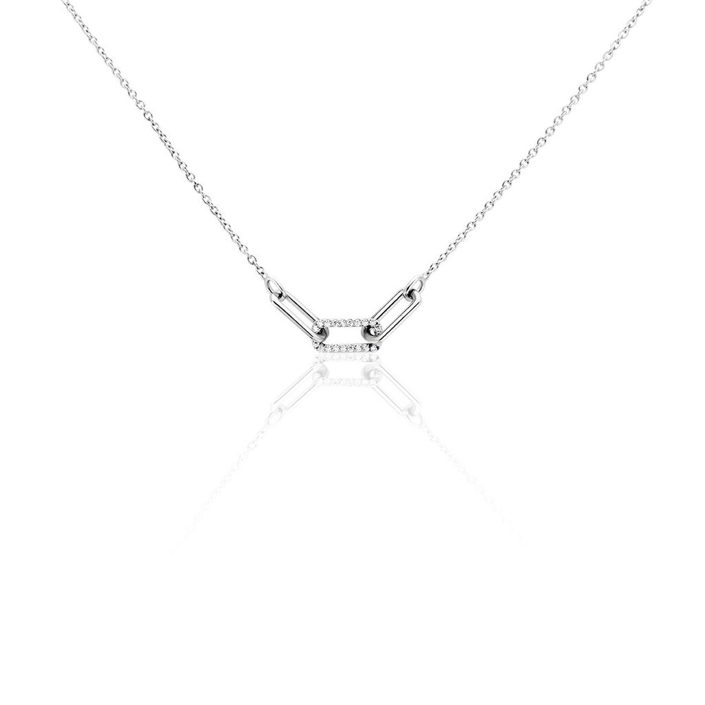 Collier Trait D'union Argent Blanc Oxyde De Zirconium