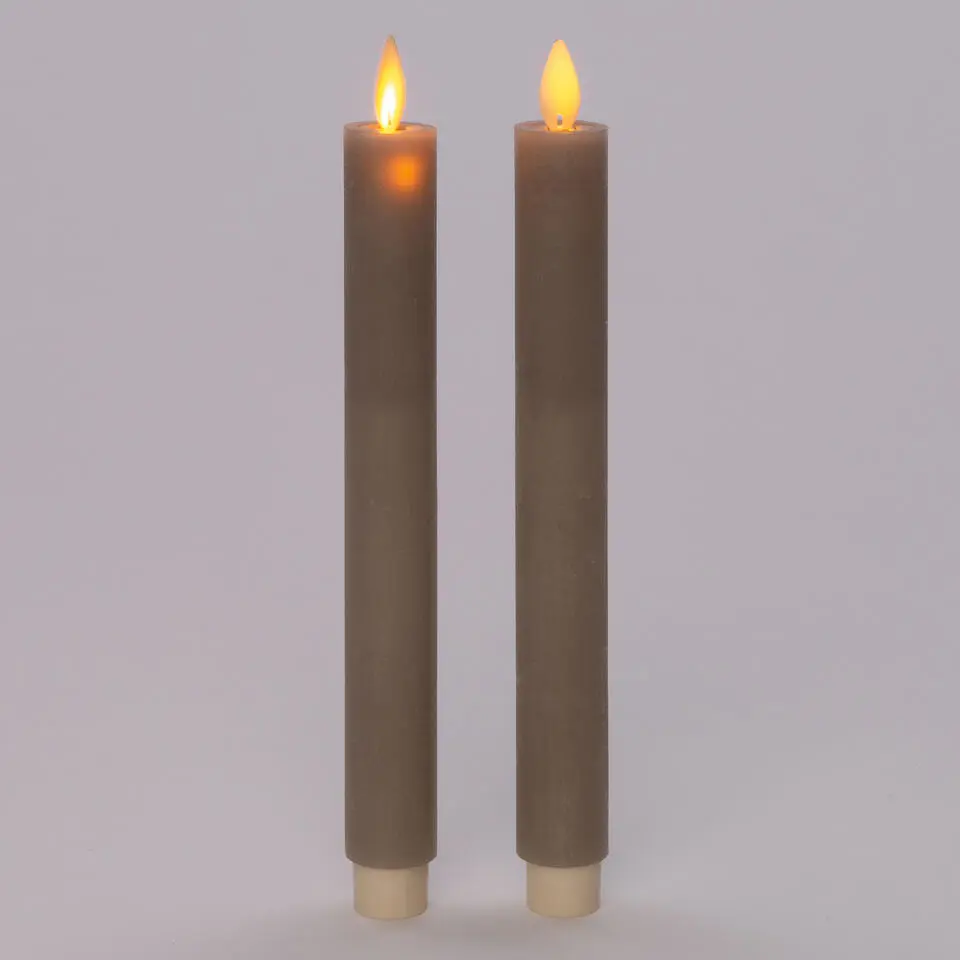Anna Collection LED dinerkaarsen - 2x - taupe kleur - 23 cm