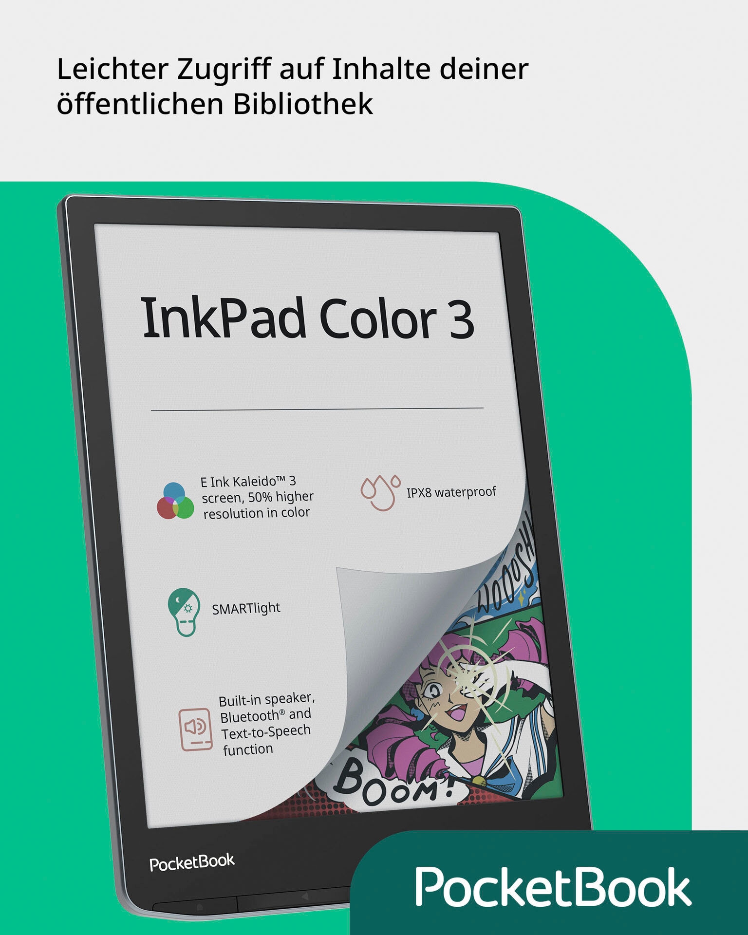 PocketBook E-Book »InkPad Color 3« (19,8 cm / 7,8 ″) 32 GB E-Book Reader mit Lautsprecher und Bluetooth-Schnittstelle)