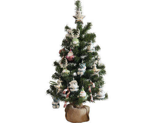 Kunstkerstboom, dennenboom Lafiora Colorado met ornament, H 75 cm, groen, inclusief boomversiering